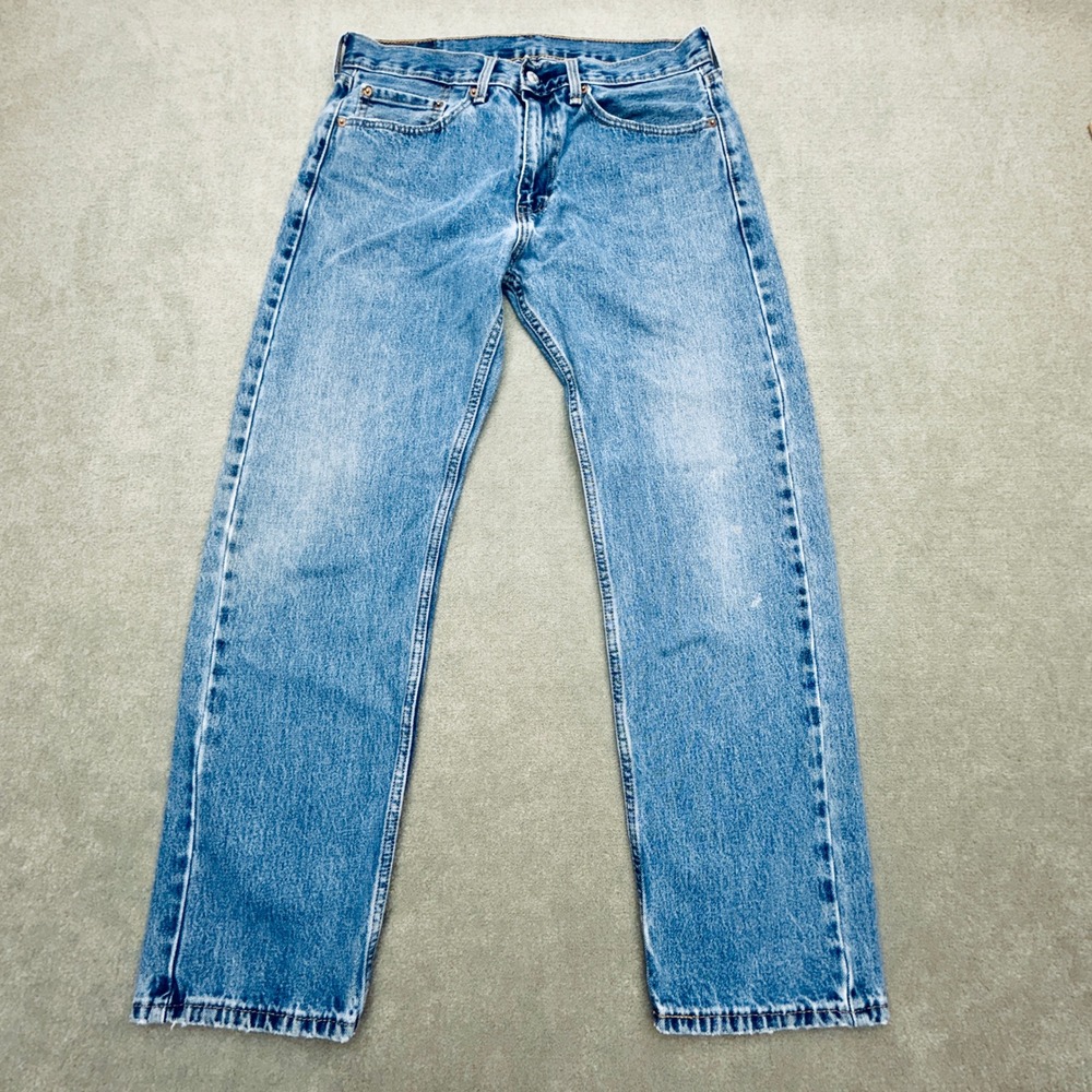 Levis 505 Regular Fit Straight Leg Jeans Mens 34x30 Medium Wash Blue Denim - Picture 3 of 14